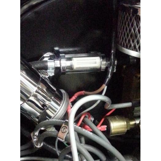 Benzinefilter voor carburateur motoren verchroomd 
