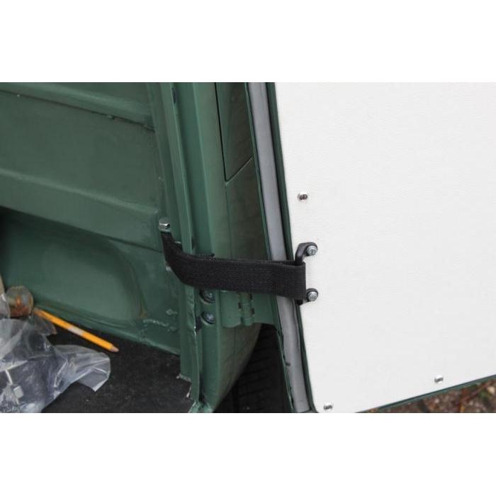 Side cargo door check strap including bracket (each)