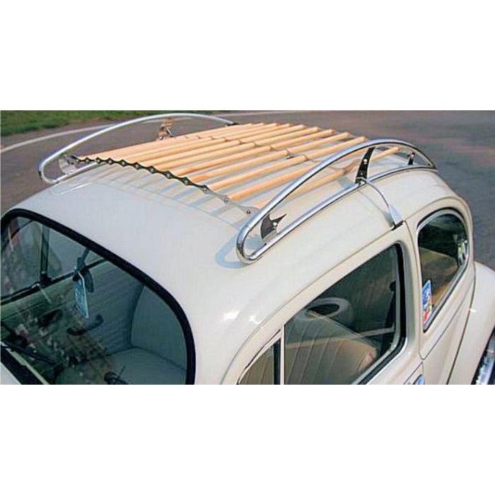 Vintage roof rack polished Stainless Steel (The color of the wood may vary)