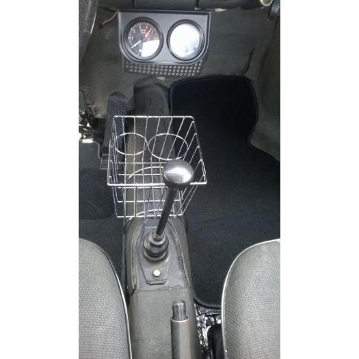 Storage basket with cupholders chrome