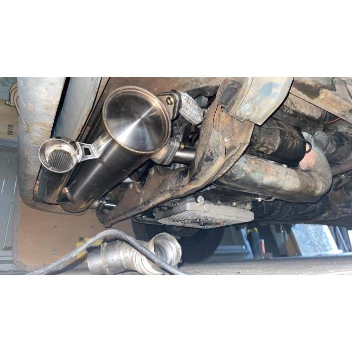 Extreme lowered Bus exhaust stainless Steel
