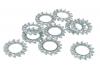 Paruzzi number: 7399 External serrated lock washers M8 (10 pieces)
Inner diameter: 8,4 mm 
Outer diameter: 15 mm 
Height: 2.4 mm 
Material: Galvanized steel 