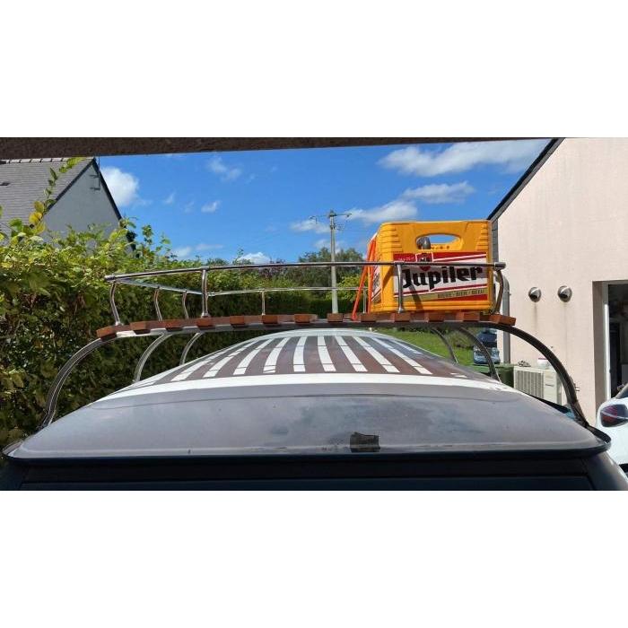 Classic roof rack Stainless Steel  (The color of the wood may vary)