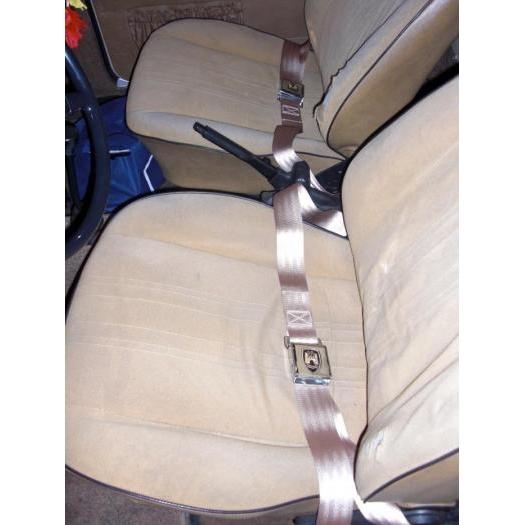 Lap seat belt with Wolfsburg emblem beige (per pair)