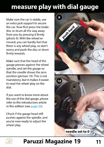 axle play with dial gauge
