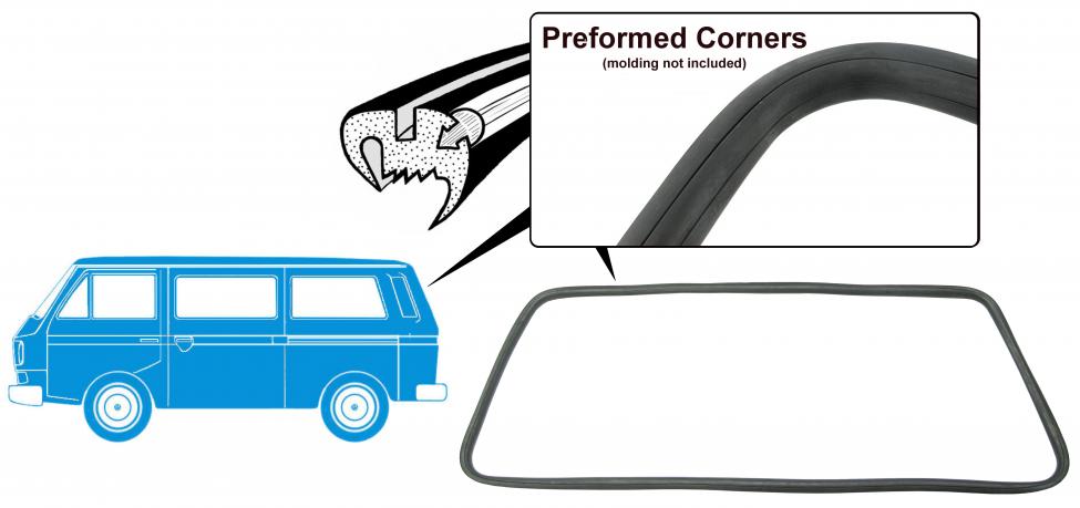 Achterruitrubber met sierlijstgroef