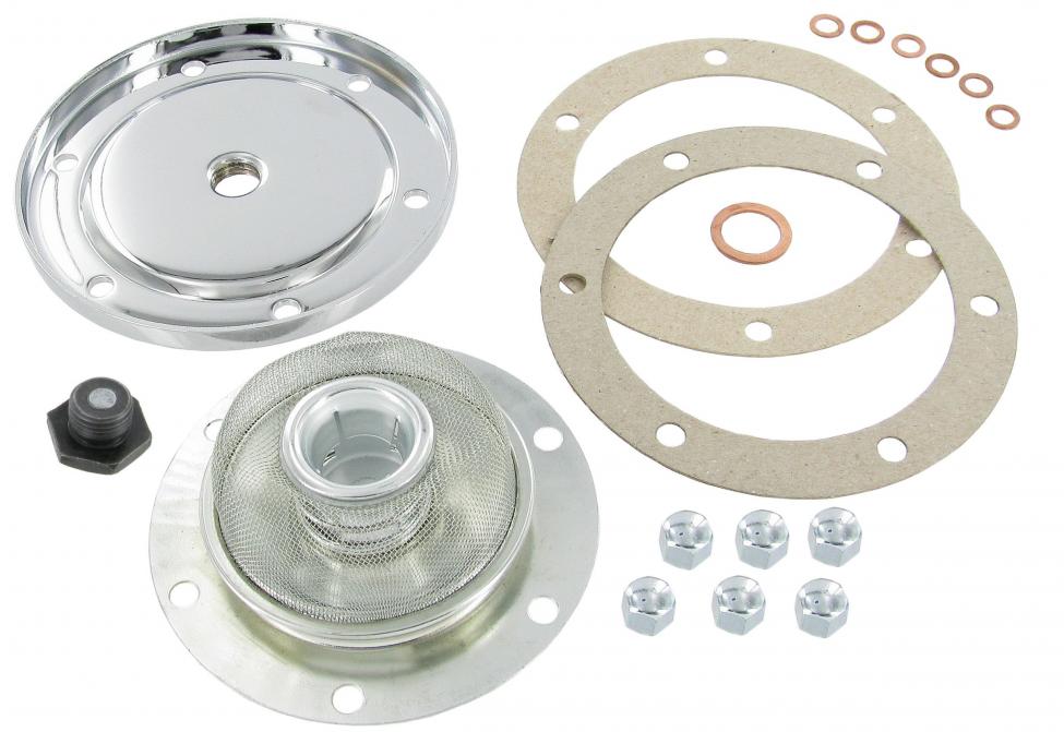 Kromattu öljypohjalevysarja, jossa on magneettinen tyhjennystulppa