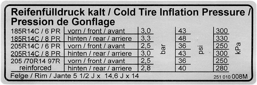 Autocollant pression des pneus