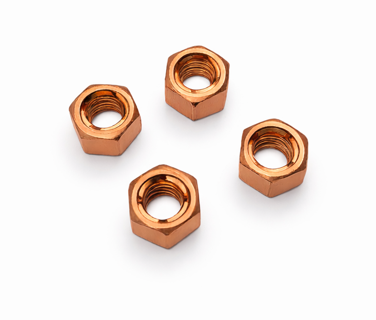 Copper plated self-locking hex nuts M8
