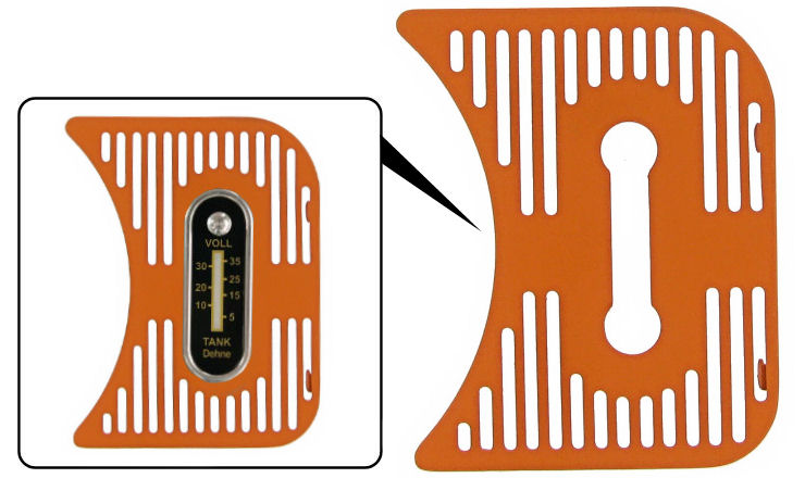 Kojelaudan ritilä Dehne-polttoainemittaria varten