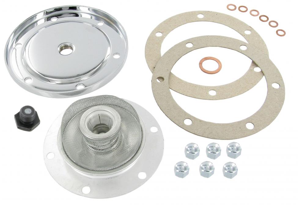 Kromattu öljypohjalevysarja, jossa on magneettinen tyhjennystulppa