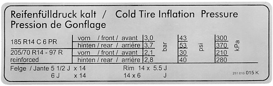 Autocollant pression des pneus