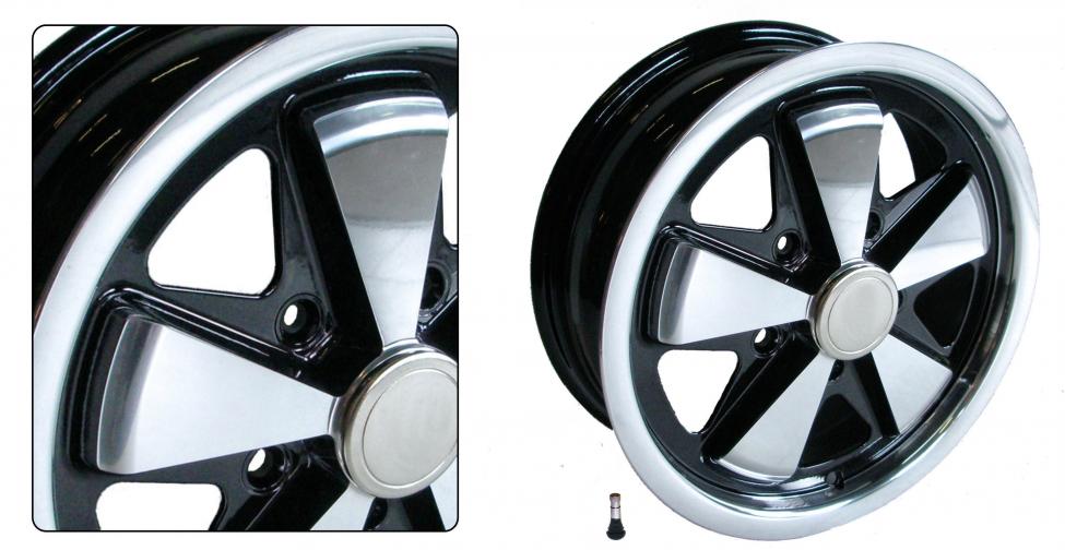 911 Fuchs alumiinivanne, musta / kiillotettu