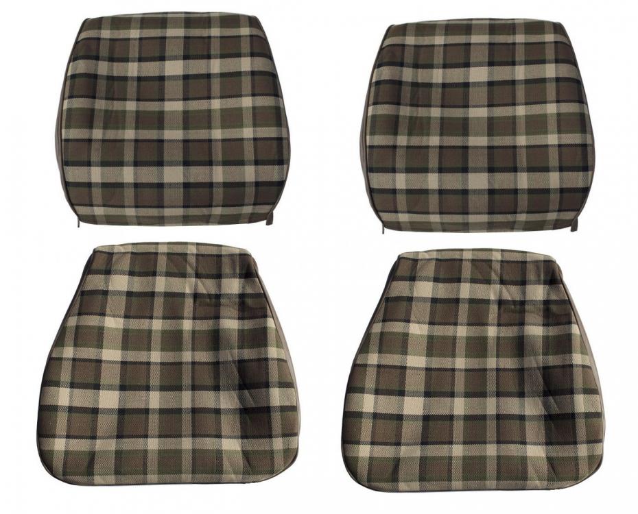 Istuinsuojussarja, ruskea / beige, ruudullinen (istuinta kohti) (2-osainen)
