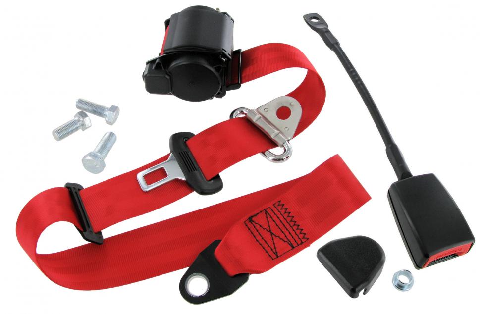 Sisäänvedettävä 3-pisteturvavyö punainen