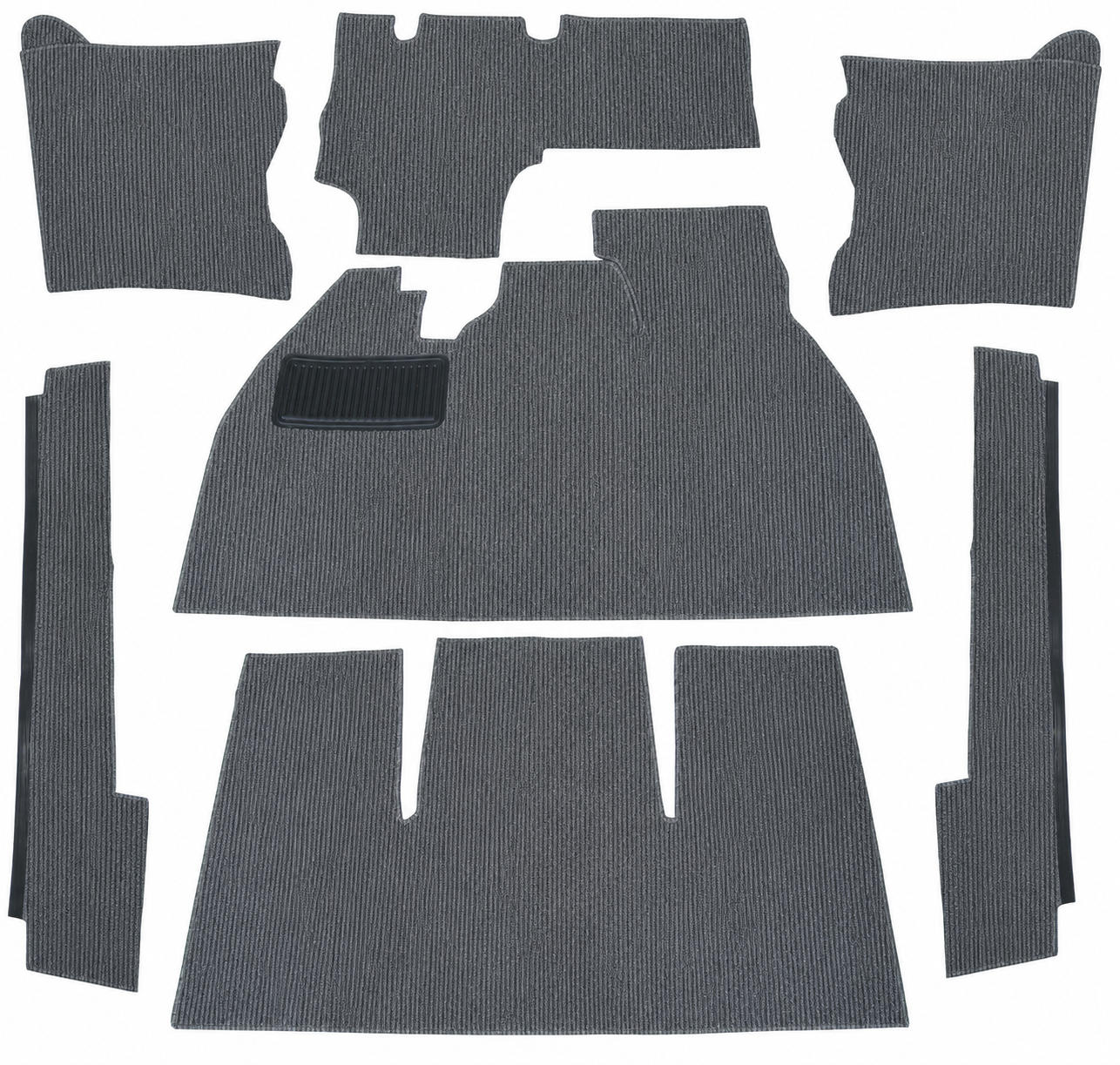 Ribbed bouclé interior carpet set, grey (7-piece)
