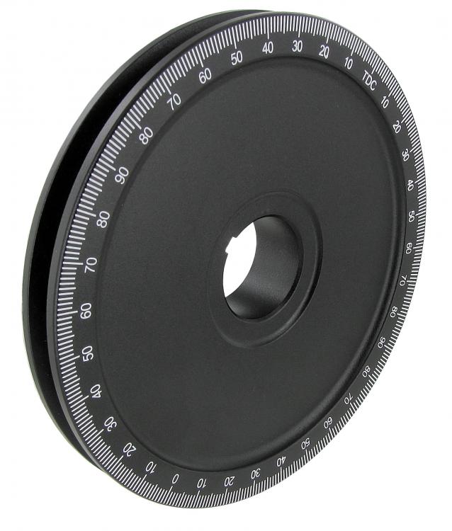 Hihnapyörä, alumiinia, asteikolla, musta