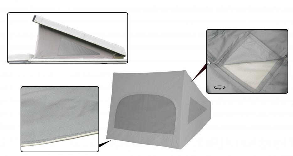 Westfalia-nostokaton kangas, kolmella ikkunalla, harmaa