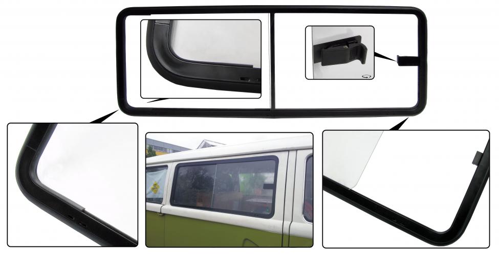 Liukuikkuna keskimmäiseen sivulasiin, musta, oikea