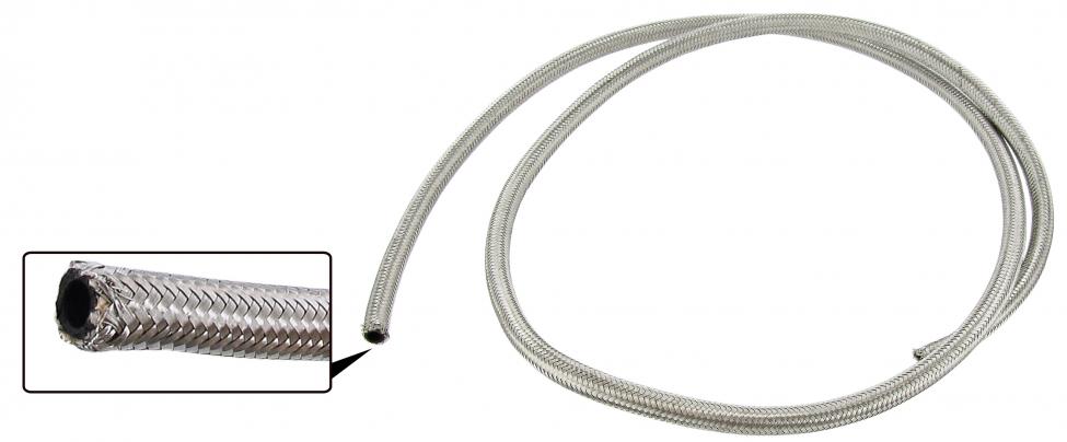 Brandstofslang met RVS buitenmantel (per meter)