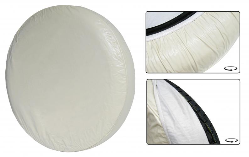 Cobertura da roda sobressalente em vinyl branco quebrado