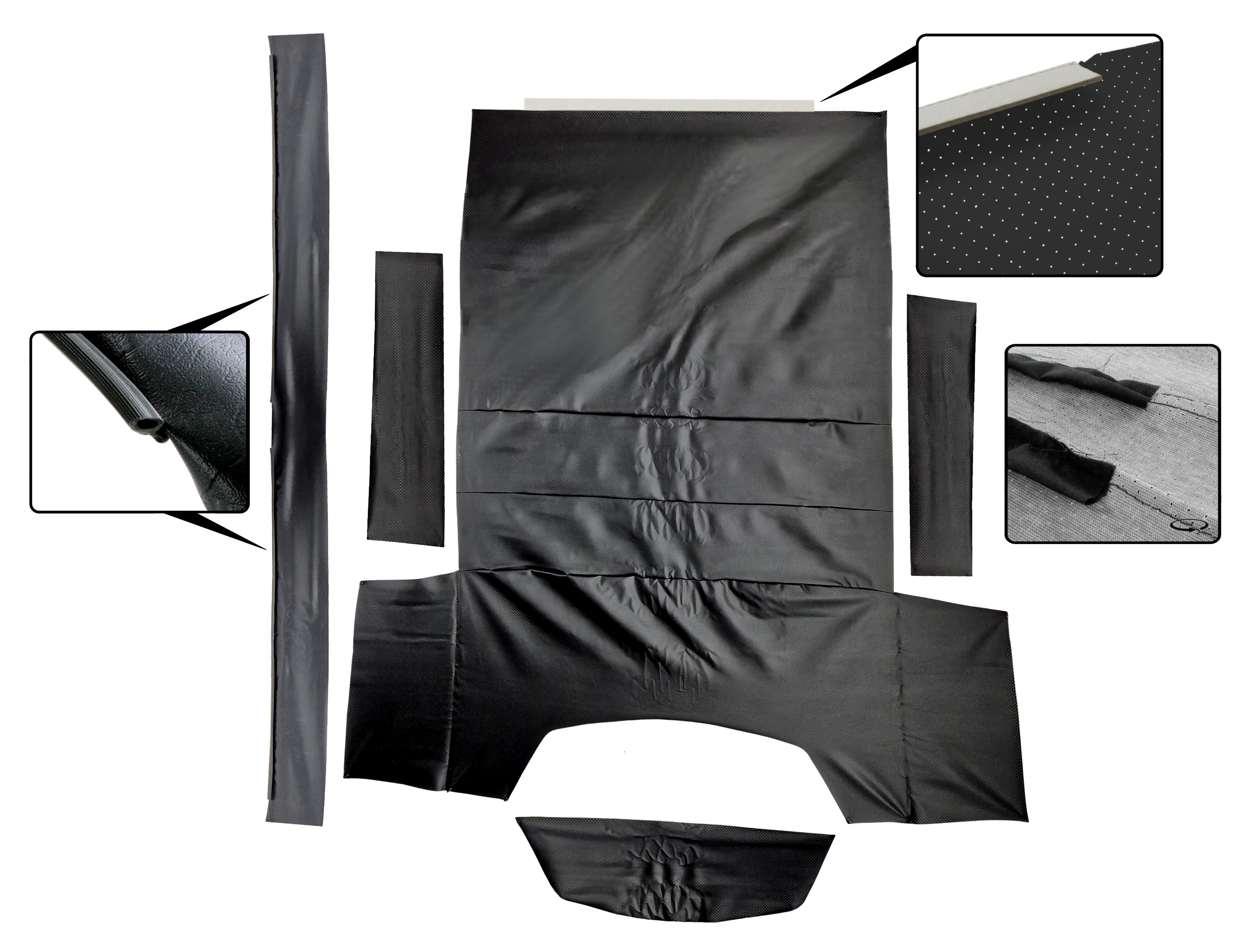 Conjunto de forro de tejadilho EMPI Deluxe, preto perfurado