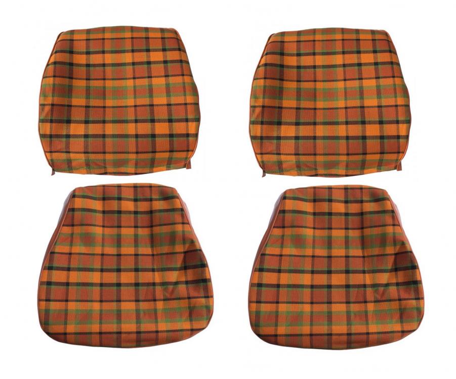 Istuinsuojasarjan suojus, ruudullinen oranssi / keltainen / vihreä (istuinta kohti) (2-osainen)