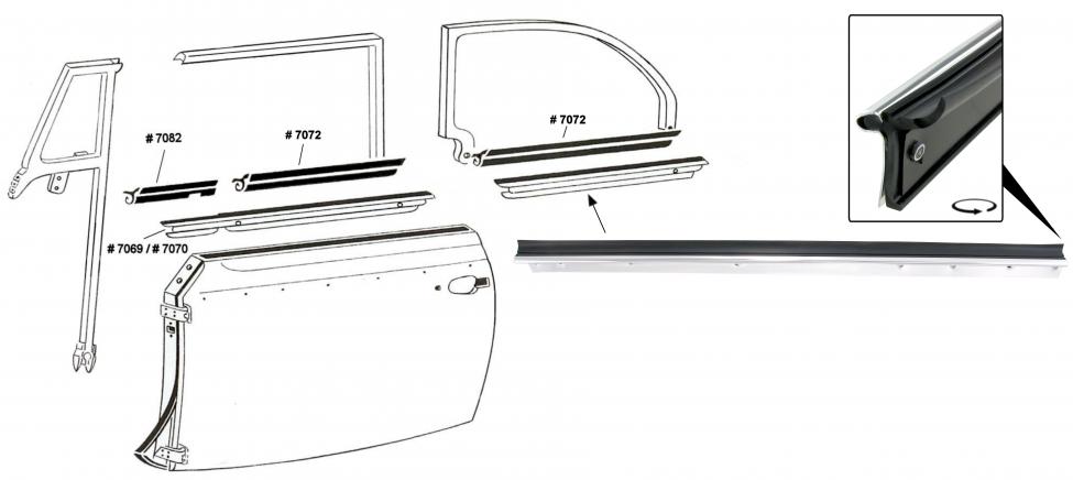 Hinteres Seitenfensterdichtung wirh Zierleisten Links