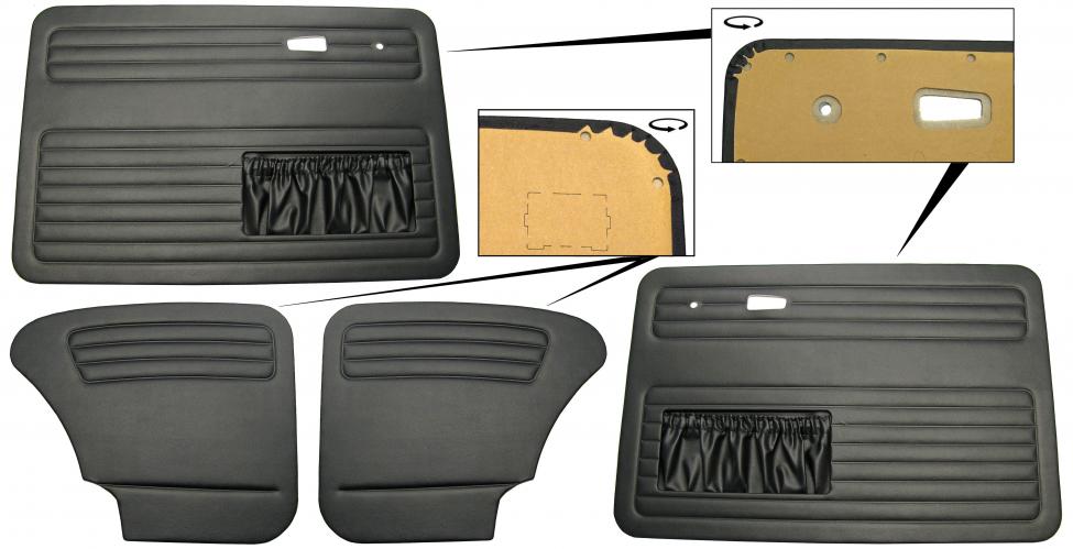 Deurpanelen en achterpanelen zwart (4-delig)