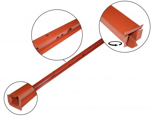 Achterste steunbalk onder de laadvloer