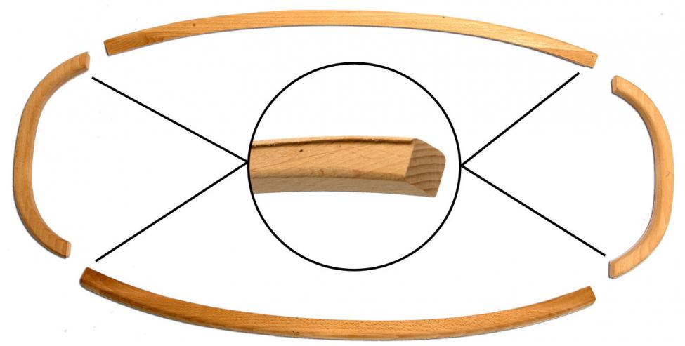 Arco do vidro traseiro em madeira (4 peças)