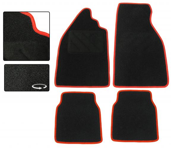 Vloermatten zwart tapijt met rode rand (4-delig)