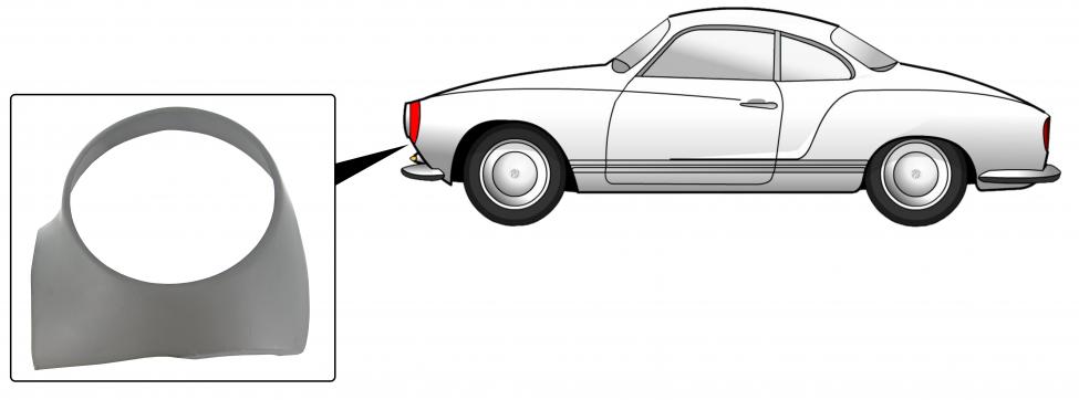 Etulokasuojan korjauspelti etuvalon ympärille, vasen