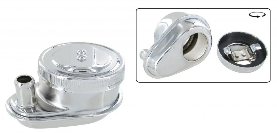 Öljyntäyttö, kromattu, korkkeineen