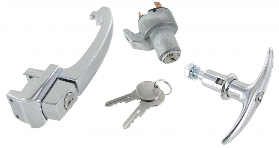 Deurhandvat, contactslot en motorklep slot set met één sleutel