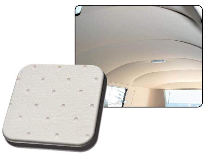 Kattoverhoilu rei'itettyä vinyyliä, ei malleihin joissa haitarikatto, luonnonvalkoinen