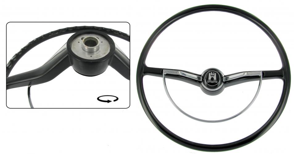 Ohjauspyörä vakio, musta, keskiöineen