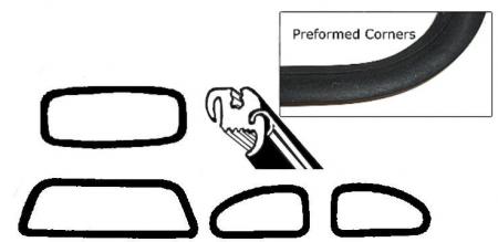 Ruitrubber set met sierlijstgroef