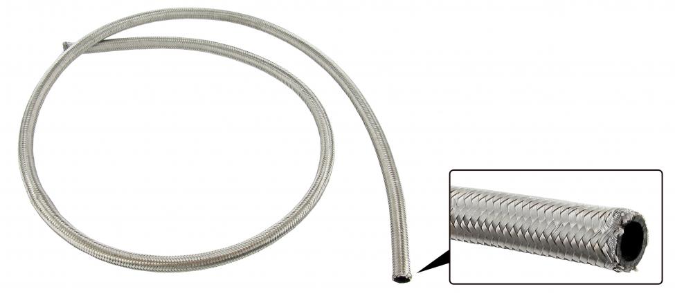 Brandstofslang met RVS buitenmantel (per meter)