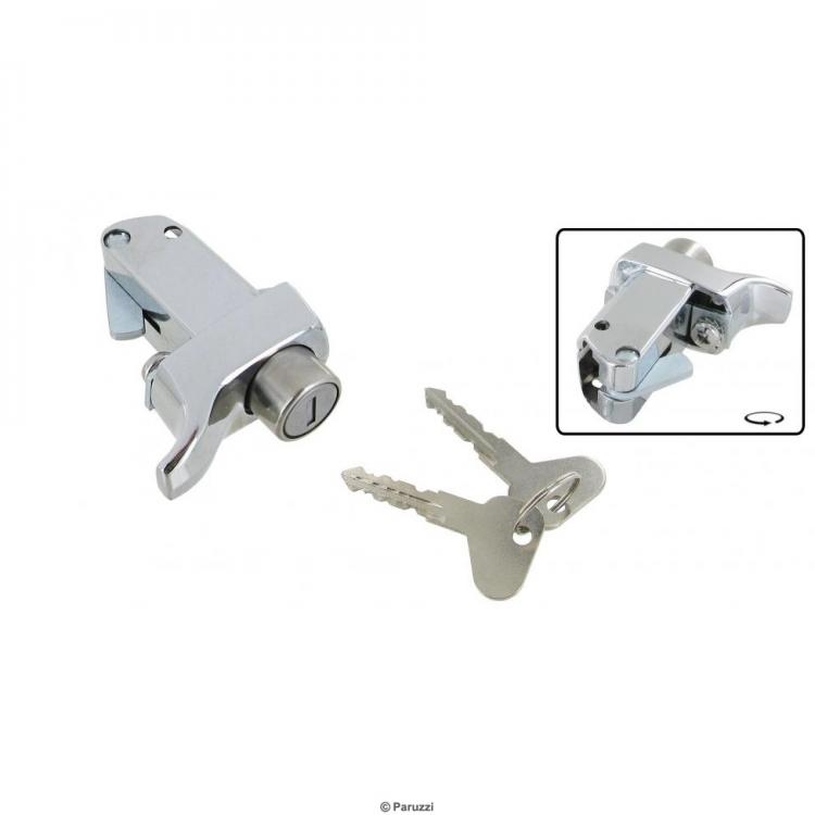 Moottoriluukun lukko, kromattu, avaimilla