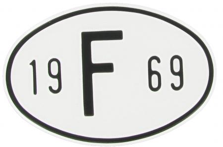Chapa de nacionalidade: F 1969