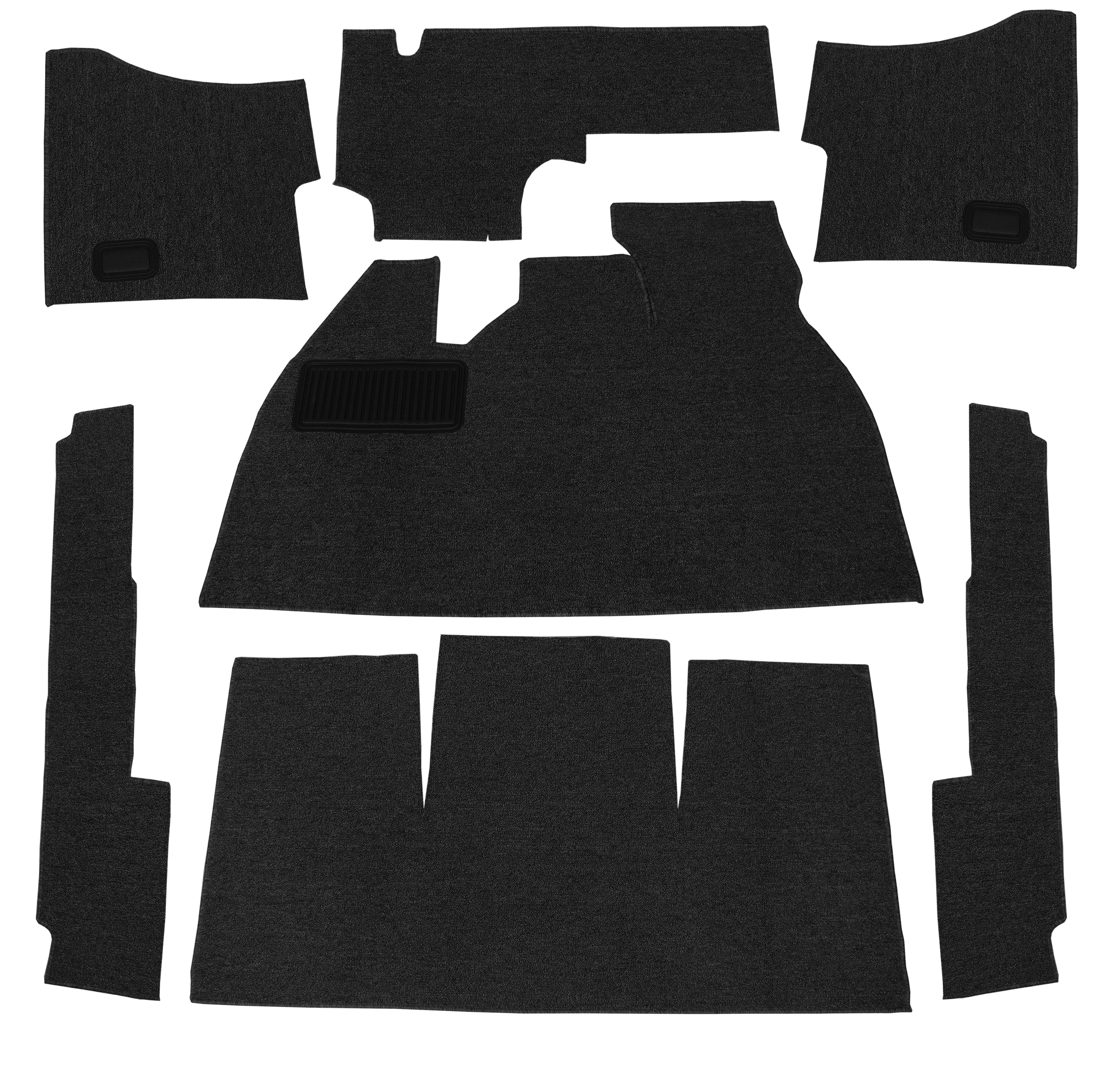 Ribbed Loop carpet interior kit, black (7-pieces)