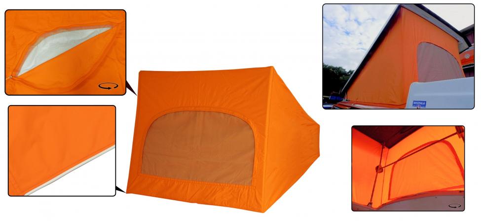 Toile de toit basculant orange Westfalia avec 1 fenêtre