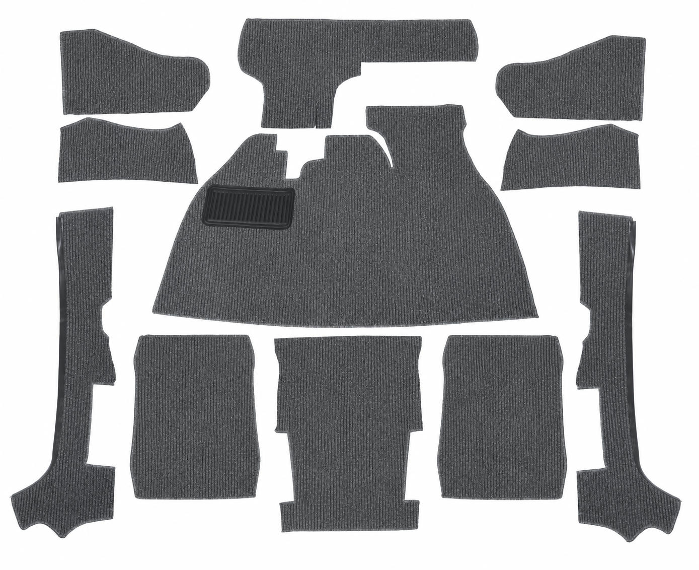 Ribbed bouclé interior carpet set, grey (11-piece)