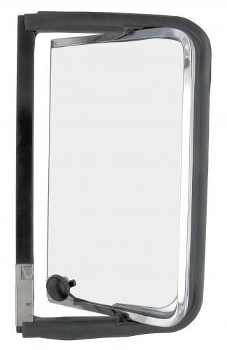 Tuuletusikkuna, jossa on kromattu kehys takana vasemmalla