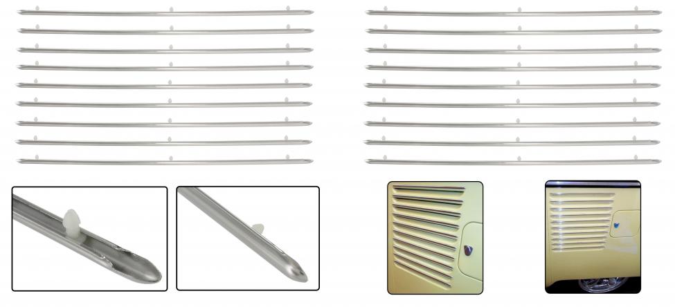 Polished stainless steel engine vent trim kit (18 piece kit)