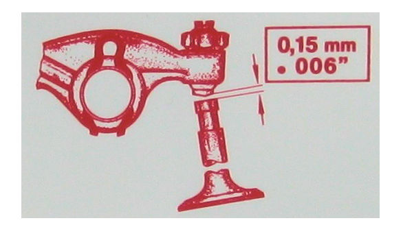 Autocollant jeu aux soupapes