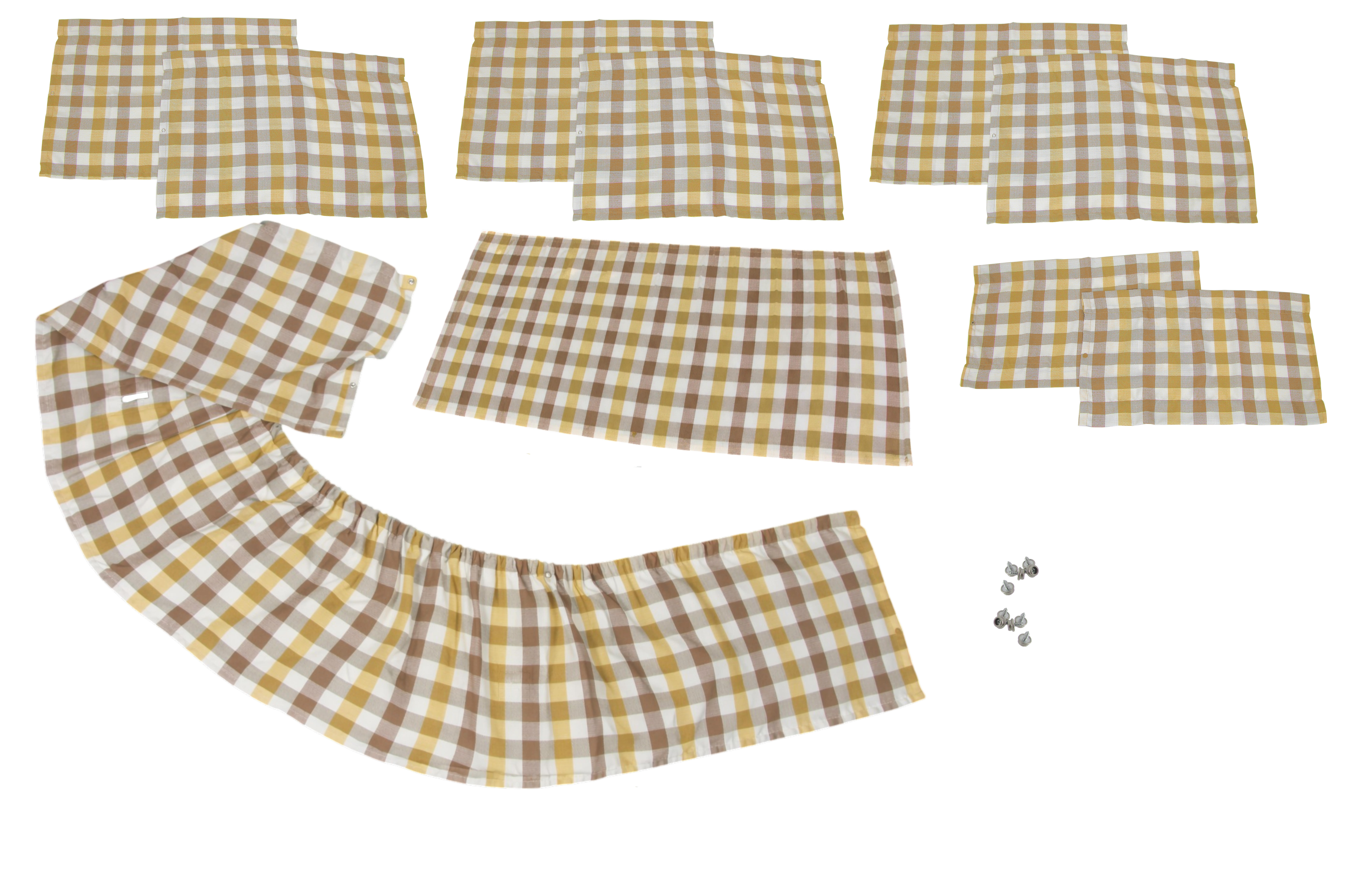 Rideaux motif à damier blanc/jaune/brun (en 12 pièces)-COPY