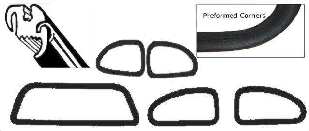 Ruitrubber set met sierlijstgroef