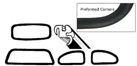Ikkunoiden tiivistesarja (koristelistan uralla) (4-osainen)